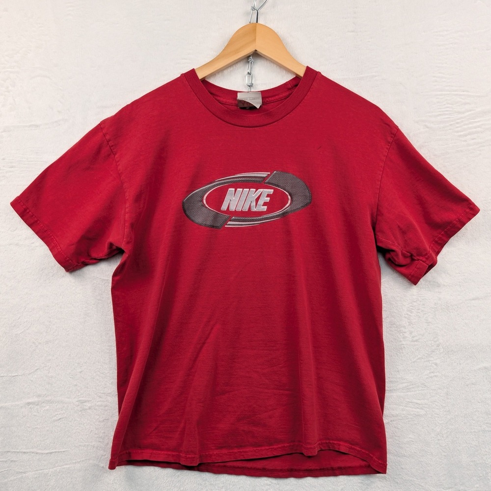 VTG Nike T-Shirt Men's Large Red Faded Cybercore Sportswear Streetwear Y2K